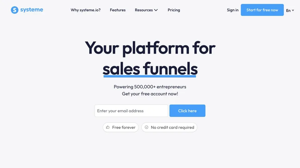Systeme.io website preview
